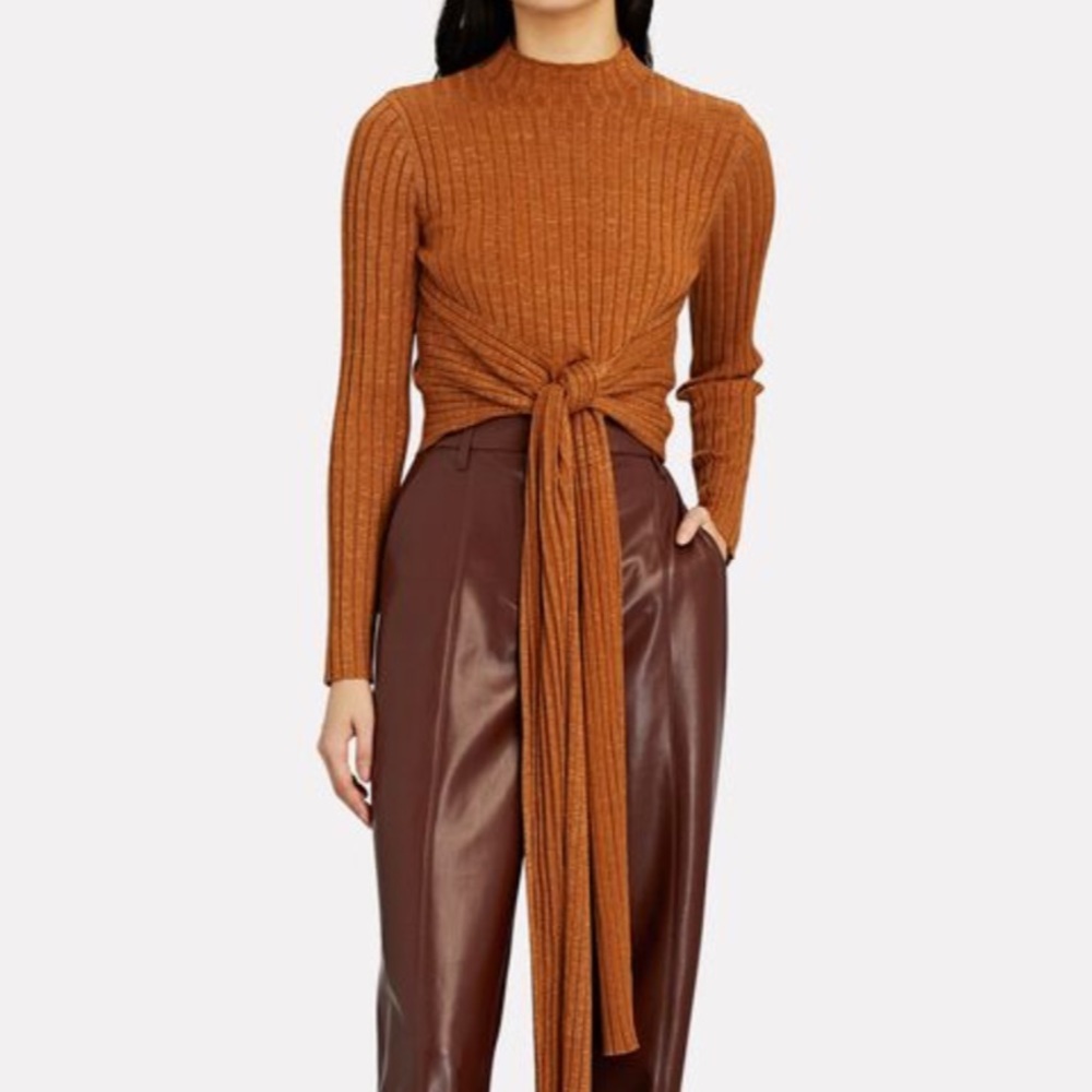 REVOLVE Ribbed Tie-Front Sweater in Rust